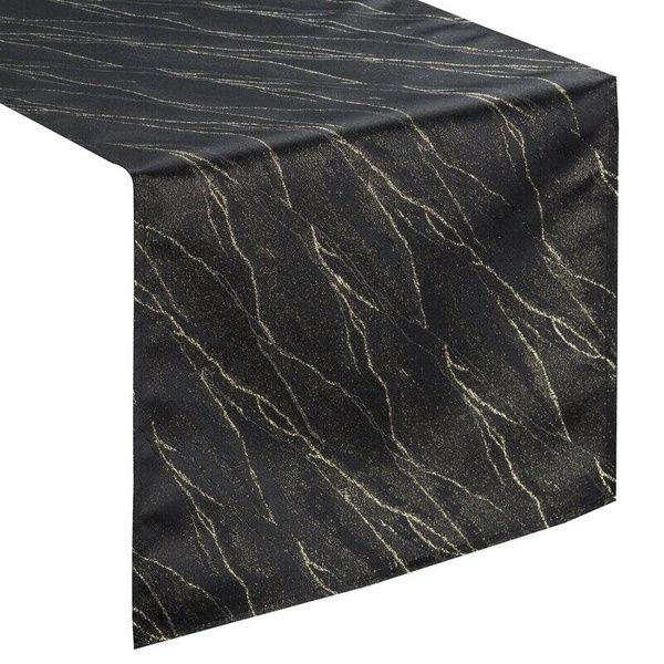 Crni nadstolnjak ukrašen sjajnim zlatnim uzorkom mramora, otporan na mrlje 40x140 Suzana