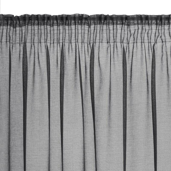 Crna zavjesa s krznenom aplikacijom na traci 140x270 Marion