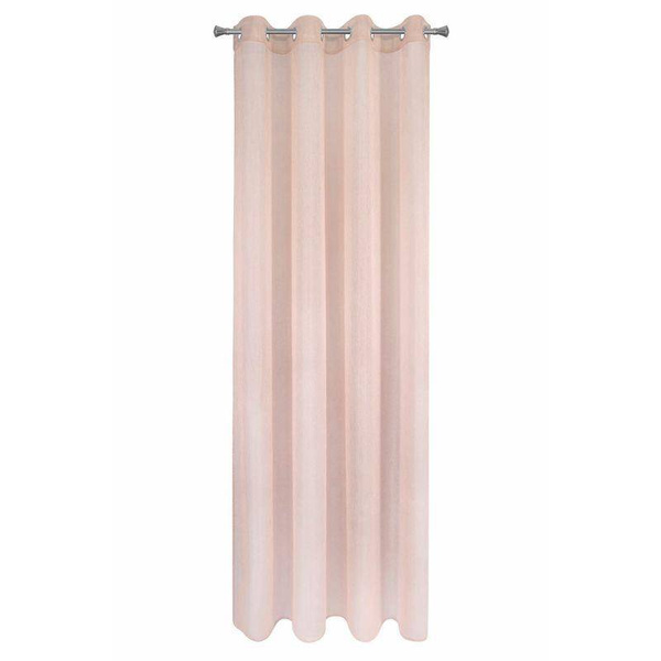 Ružičasta zavjesa sa strukturom fine kiše, horizontalni uzorak 140x250 Rebecca na ušicama, krugovi