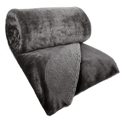 Zimska deka 170x210 cm, dvostrani prekrivač od ugodnog krzna i tkanine s uzorkom janjeće kože, NINA Premium