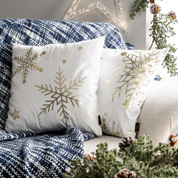 Božićna jastučnica 45x45 cm od baršuna ukrašena printom pahuljica