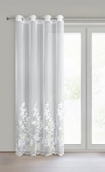 Krem mrežasta zavjesa ukrašena vezom s koncem boje šampanjca, 140x250 cm - ALIRA