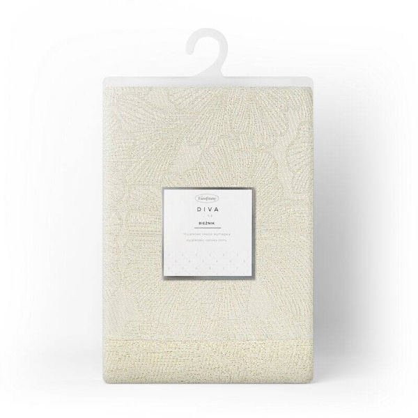 Nadstolnjak 40x180 s nježnim uzorkom lišća od tkanine protkane zlatnim nitima i elegantnom duplom trakom Lilian