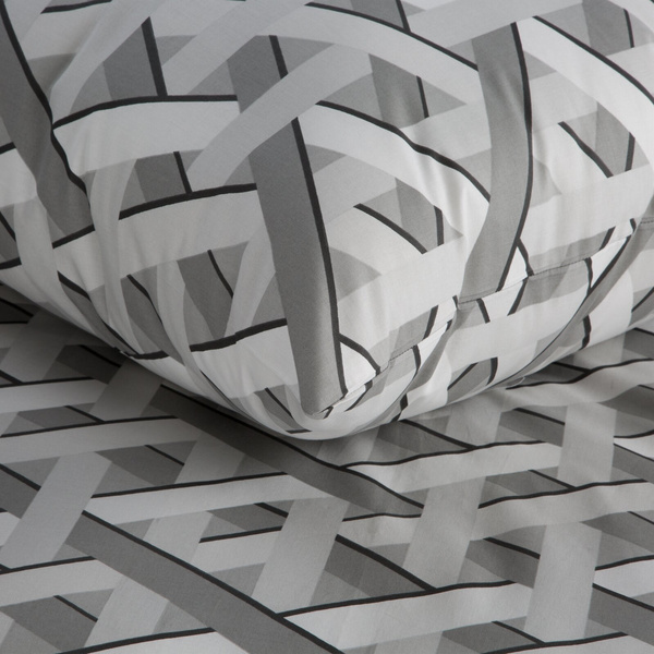 Set pamučne posteljine sa geometrijskim uzorkom 220x200 Sara 28 siva