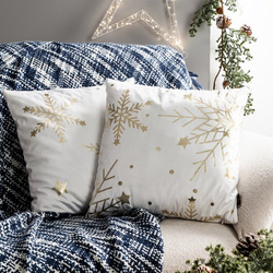 Božićna jastučnica 45x45 cm od baršuna ukrašena printom pahuljica