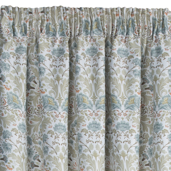 Zavjesa za zamračivanje, bijela i plava, ukrašena biljnim printom, 135x270 cm- ASHLEY