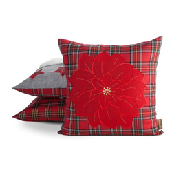 Božićna jastučnica 45x45 cm s kariranim uzorkom i vezom