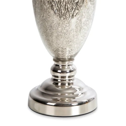 Srebrna stolna lampa na staklenoj bazi sa sjajnim baršunastim abažurom 27x25x64 cm ROSA 01 