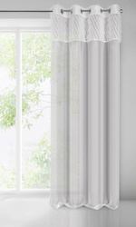 Svjetlosiva zavjesa s trakom od tkanine ukrašenom lepršavim moher koncem i voalom 140x250 Amira