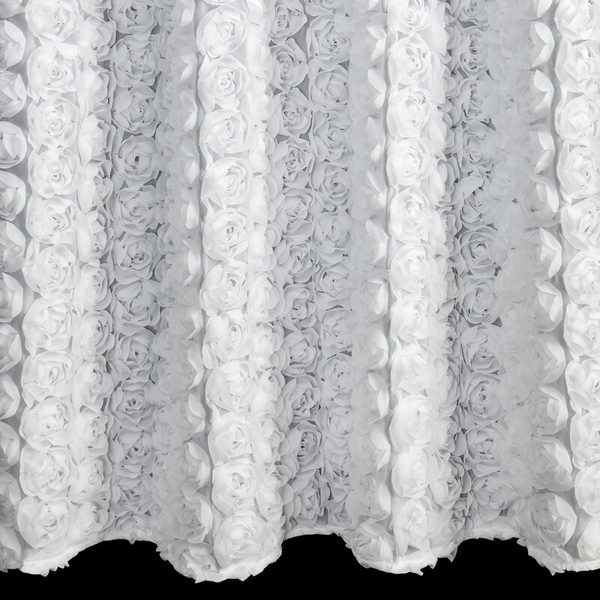 Bijela šifonska zavjesa ukrašena 3D ružama 140x270 cm traka - ROSES 6 Eva Minge