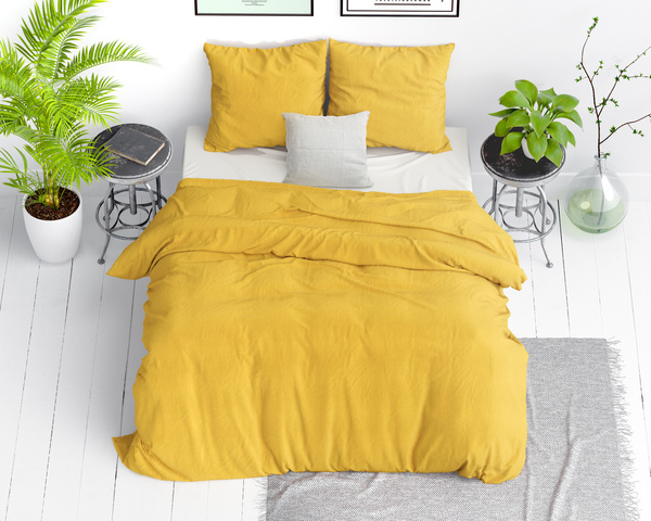 žuta pamučna posteljina 240x220 pakirana u atraktivnu Stone Washed vrećicu