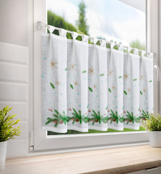 Bijelo-zelena kuhinjska zavjesa od gaze s božićnim printom, 150x60 cm - Xmas 4