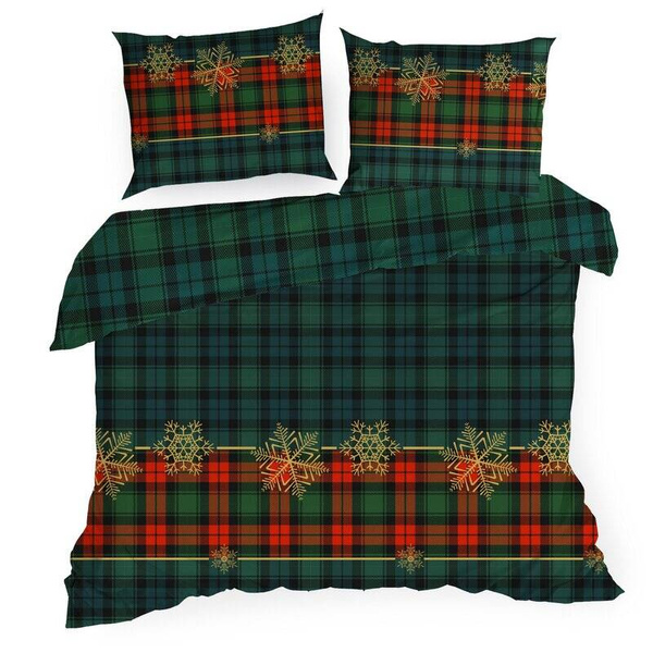 Božićna posteljina s kariranim printom i pahuljama 140x200 mikrovlakno Star