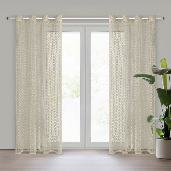 Bež mrežasta zavjesa, nije potrebno glačanje, 140x250 cm, MIRELLA