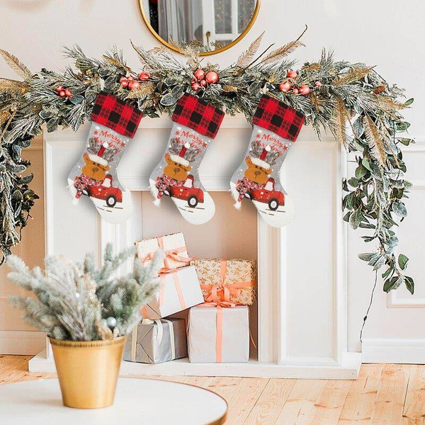 Božićna čarapa s trodimenzionalnom aplikacijom sobova Renne 28X50