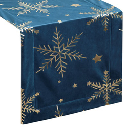 Božićni nadstolnjak za stol 40x140 cm, baršun ukrašen pahuljicama
