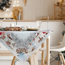 Božićni tapiserijski stolnjak 100x100 cm ukrašen božićnim motivom