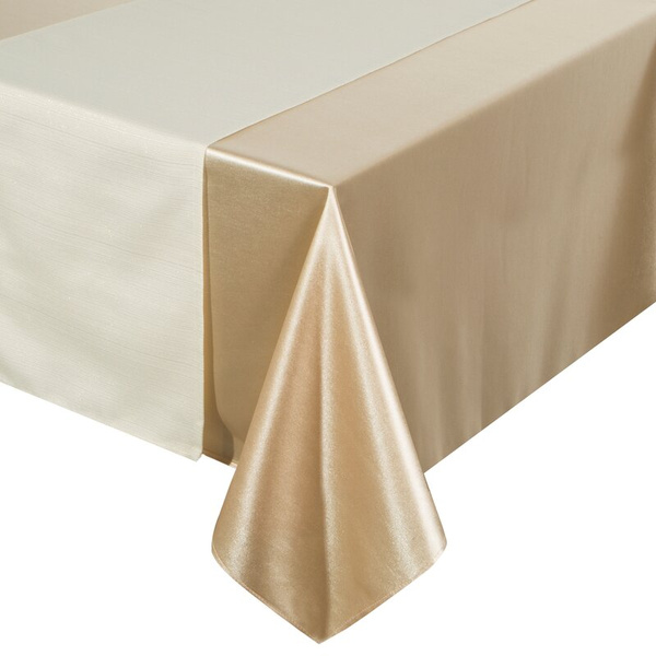 Set stolnjaka i nadstolnjaka, bež, krem, 140x300 cm, satenski sjaj - GLAMO