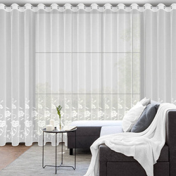 Bijela zavjesa od fine mreže ukrašena izvezenim cvijećem, 350x250 cm, NATALI 