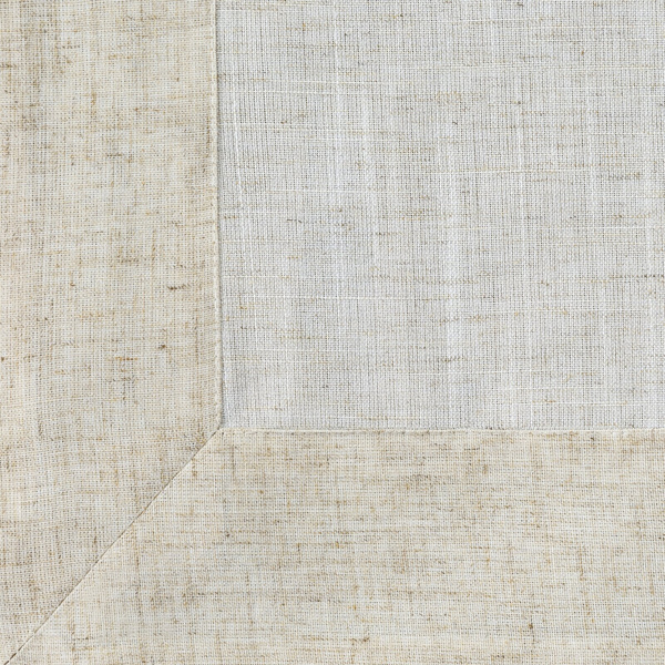 Trkač za stol prirodni stolnjak s bež ukrasnim volanom s porubom 40x140 s dodatkom lana Natura 10