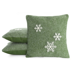 Božićna filcana jastučnica 40x40 cm u zelenoj i bijeloj boji s aplikacijom pahuljica