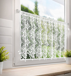 Ažurirana zavjesa za kuhinju 150x60 u boho stilu ukrašena suptilnim resama Moly