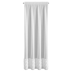 Bijela šifonska zavjesa ukrašena 3D aplikacijom ruže, 140x270 cm, traka - Roses 7- Eva Minge