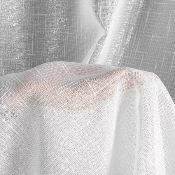 Kratka zavjesa, izrađena od tkanine protkane srebrnom niti 290x145 cm bijela EMMA 