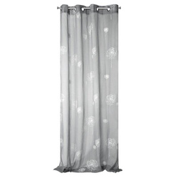 Siva zavjesa s motivom maslačka, izrađena tehnikom reljefnog tiska, 140x250 cm - SABINE