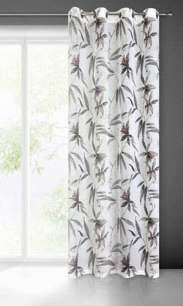 Zavjesa od etamina s printom egzotičnog lišća, polprozirna 140x250 Aida