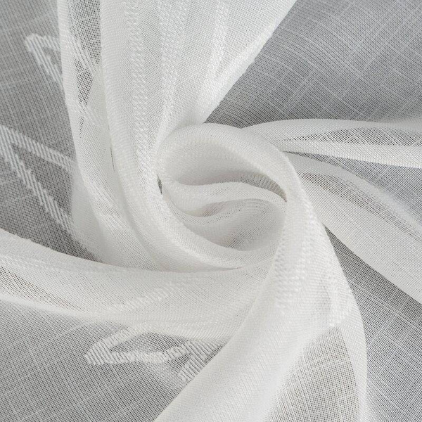 Zavjesa od svijetlog etamina sa motivom jacquard listova na traci 140x270 Jane