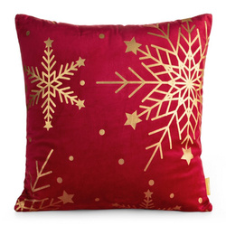 Božićna jastučnica 45x45 cm od baršuna ukrašena printom pahuljica