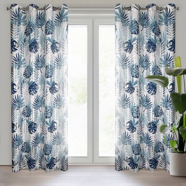 Zavjesa 140x250 s motivom egzotičnog lišća i sjajnim printom Malta