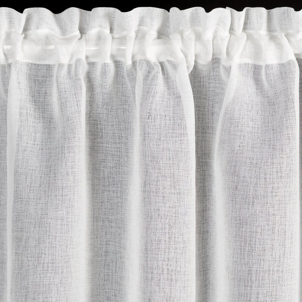 Bijelo-srebrna kuhinjska zavjesa od gaze ukrašena božićnim zvijezdama, tunel 150x90 cm - XMAS