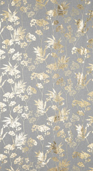 Bijelo-zlatna mrežasta zavjesa s biljnim motivom, 140x250 cm - DELIA