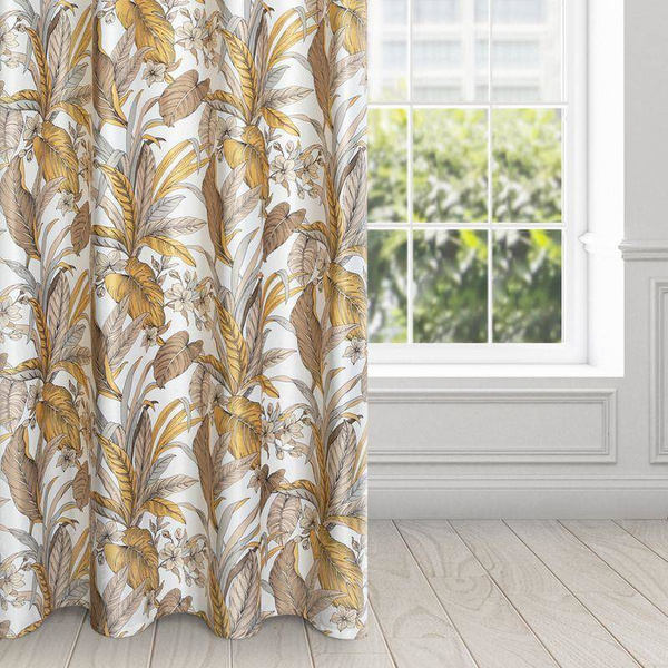 Zavjesa od mekanog baršuna s printom cvijeća i lišća 140x250 Bari