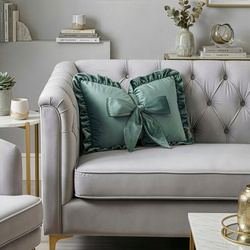 Baršunasti jastuk s punjenjem u obliku mašne 55x35 cm, obrubljen volanima,