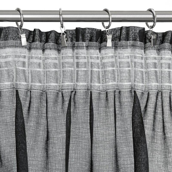 Crna zavjesa s krznenom aplikacijom na traci 140x270 Marion