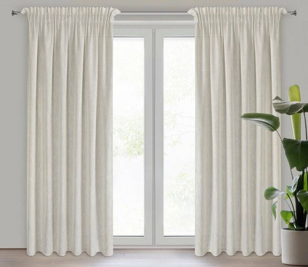 Zavjesa od tkanine s lanom  u eko stilu 140x300 trakasta Judita