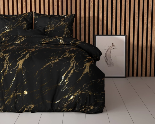 Posteljina s printom koji imitira mramor 140x220 mikroperkal 