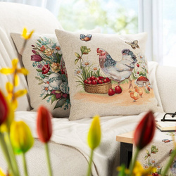 Jastučnica od pamučne tapiserije dimenzija 45x45 cm ukrašena proljetnim uzorkom GOB 
