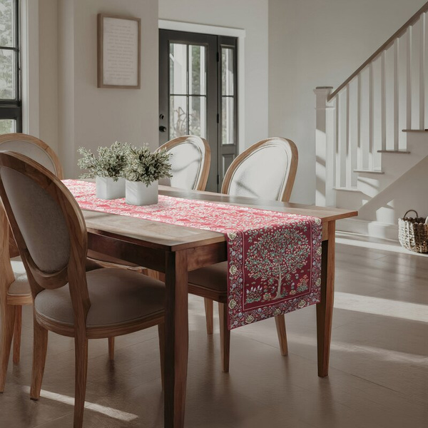 Goblen nadstolnjak 40x100 ukrašen tkanim cvjetnim motivom 