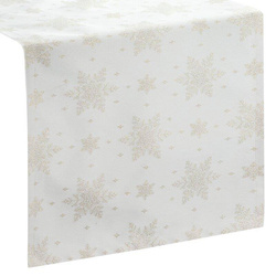 Trkač za stol božićni stolnjak žakard tkanina sa motivom zlatnih pahuljica protkanih zlatnim koncem 40x180 Flash 9