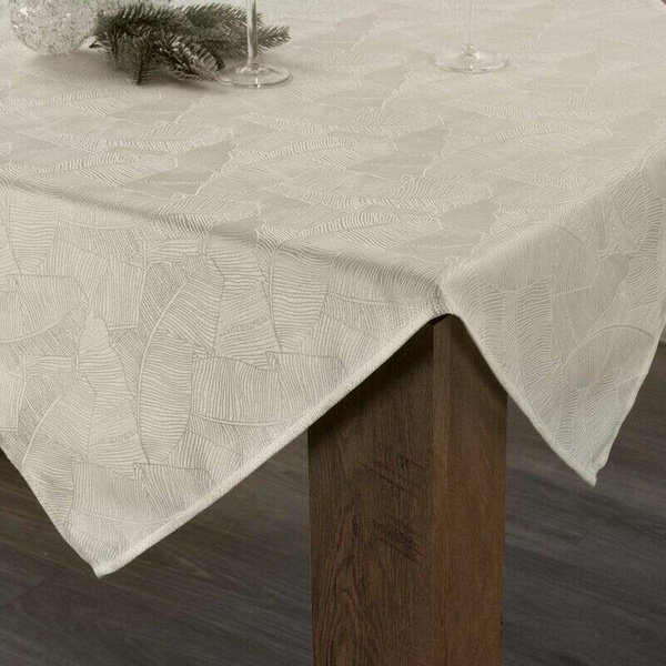 Krem stolnjak 140x220 sa jacquard uzorkom listova banane Isla