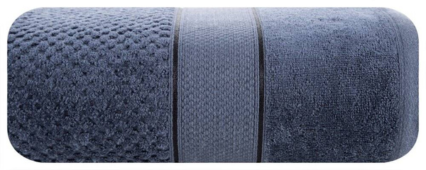 Pahuljasti ručnik s reljefnim karo uzorkom i rubom od velura 500 g/m2 Jessi (08) 50 X 90 cm plavi