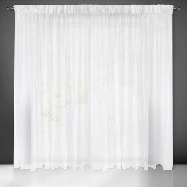 Zavjesa od lagane i sjajne tkanine trakasta 400x250 cm bijela boja Esel