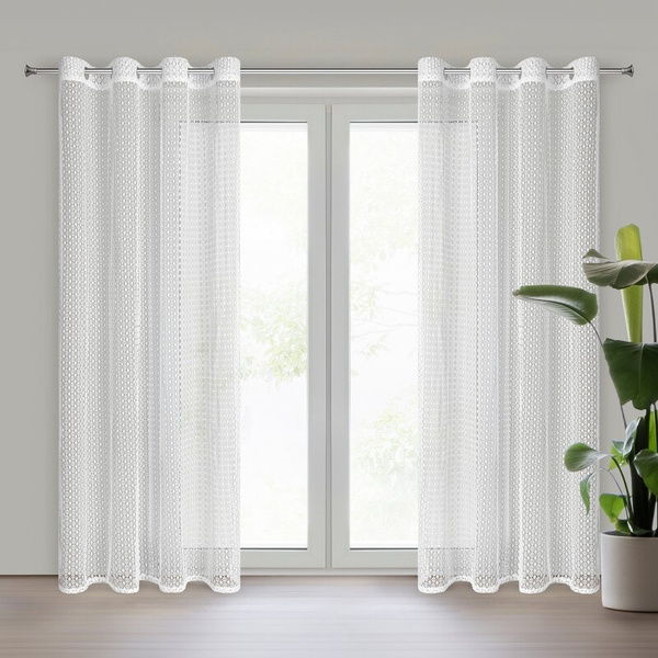 Bež mrežasta zavjesa, nije potrebno glačanje, 140x250 cm, MIRELLA