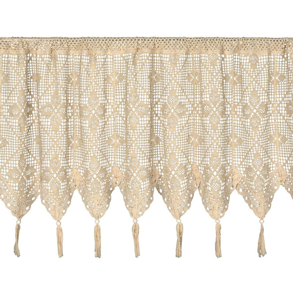 Ažurna kuhinjska zavjesa 150x60 u boho stilu s ukrasnim resicama MARTHA 