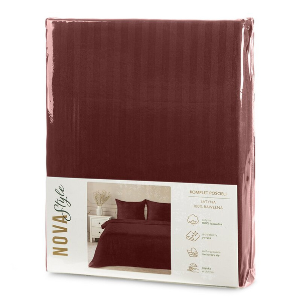 Premium prugasta posteljina za apartmane od pamučnog satena 140x200