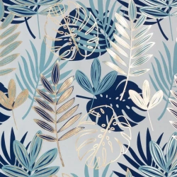 Zavjesa 140x250 s motivom egzotičnog lišća i sjajnim printom Malta